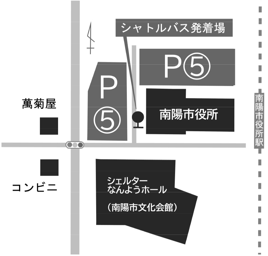 南陽市役所駐車場の案内図